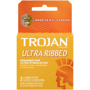 Trojan Stimulations Ultra Ribbed Lubricated 3T 6ct