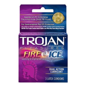 Trojan Pleasures Fire And Ice Dual Action Lubricant Premium Latex Condoms 3T  6ct