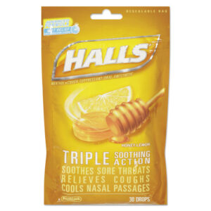 Halls Triple Action Cough Drops Honey-Lemon 30 Drops 12ct